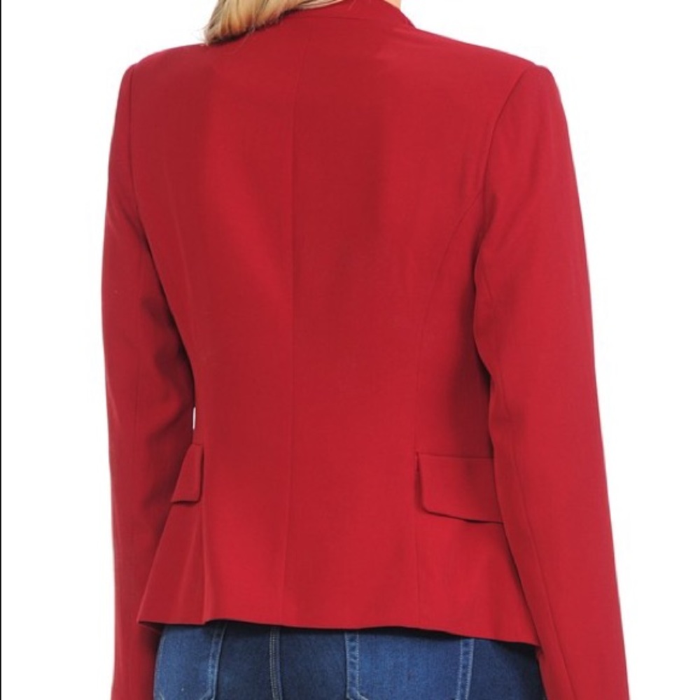 Draped Red Blazer - Picture 4 of 4
